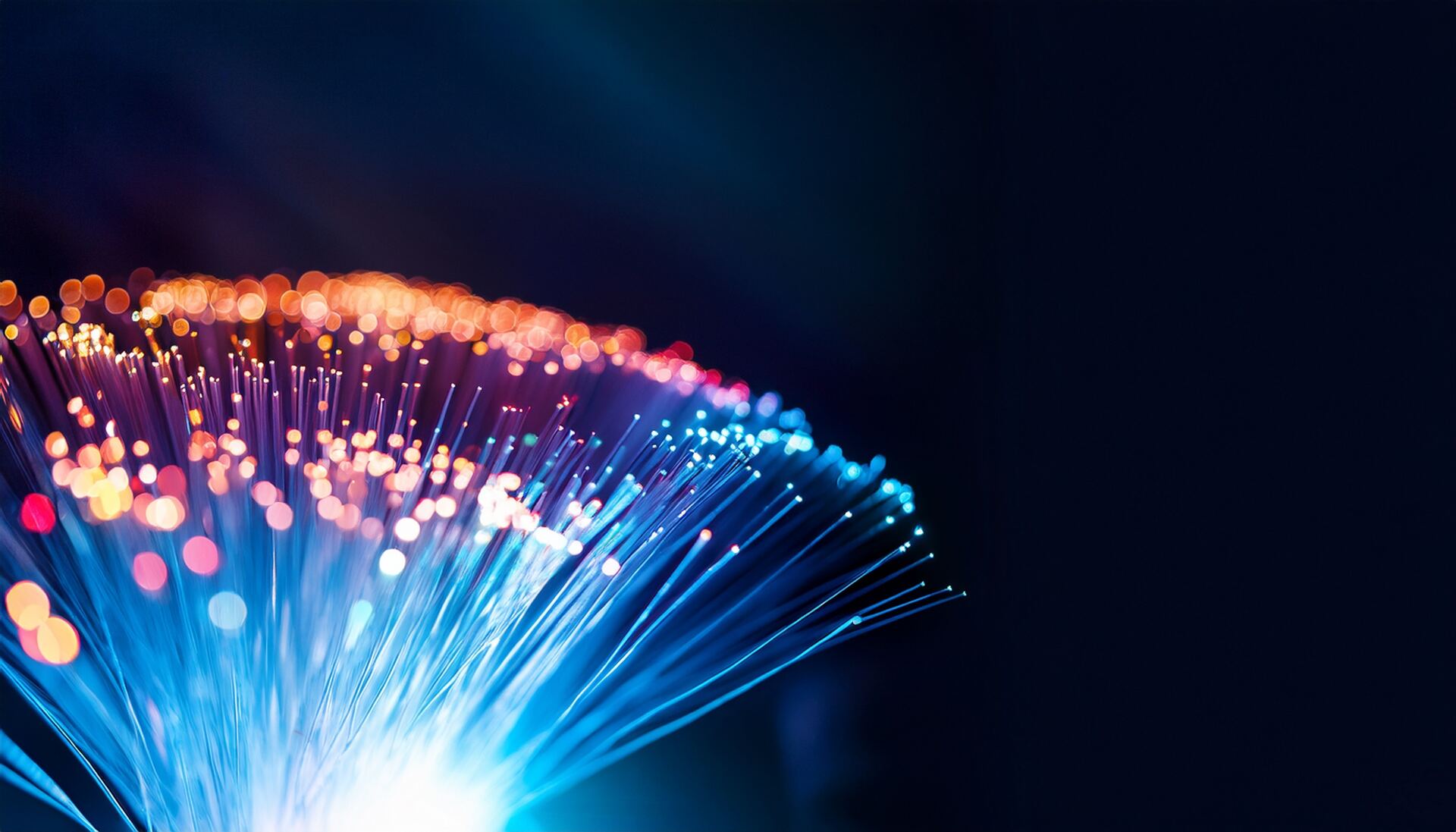 Glowing fibre optic strands, Fibre Broadband for South Taranaki homes